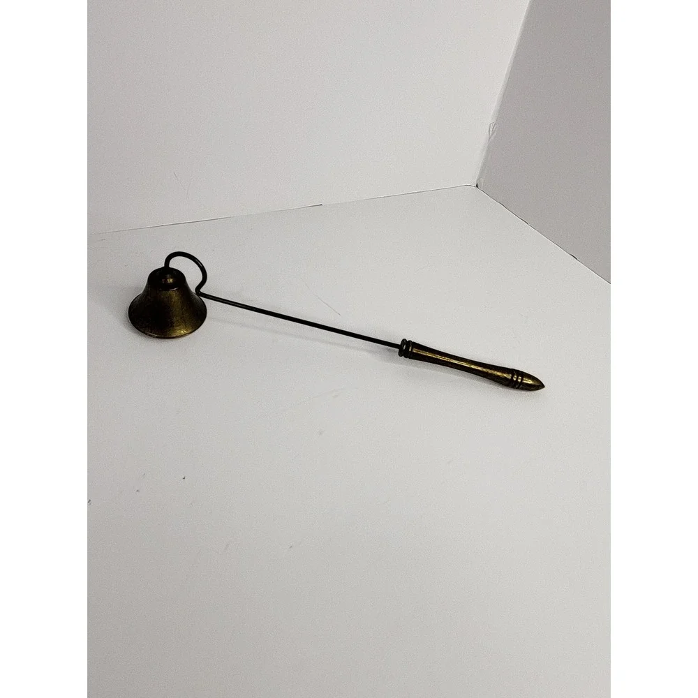 Vintage Brass Candle Snuffer Bell Shape Long Handle 8.5 Inch Gold Tone